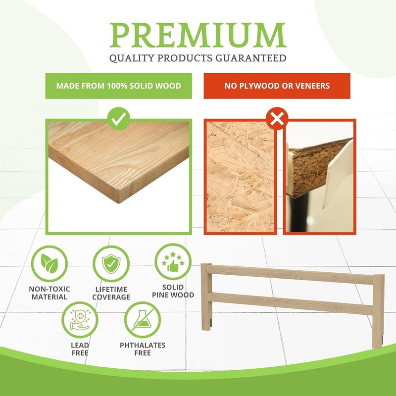 CC KITS Safety Guard Rail for Baby, Kids, and Children - Solid Wood Safety Bed Rail for Toddlers - Easy Installation - Premium Protection for Bunk, Twin, Full, Queen and King Size Beds - (Unfinished) - Image 4